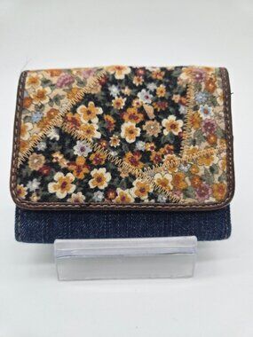 Unbranded Denim and  Floral Quilt Envelope Trifold Wallet